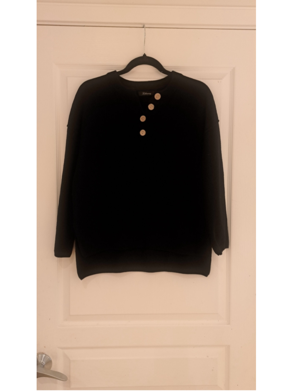 791 - Women's Lillusory Black Button-Front Sweater, Size S